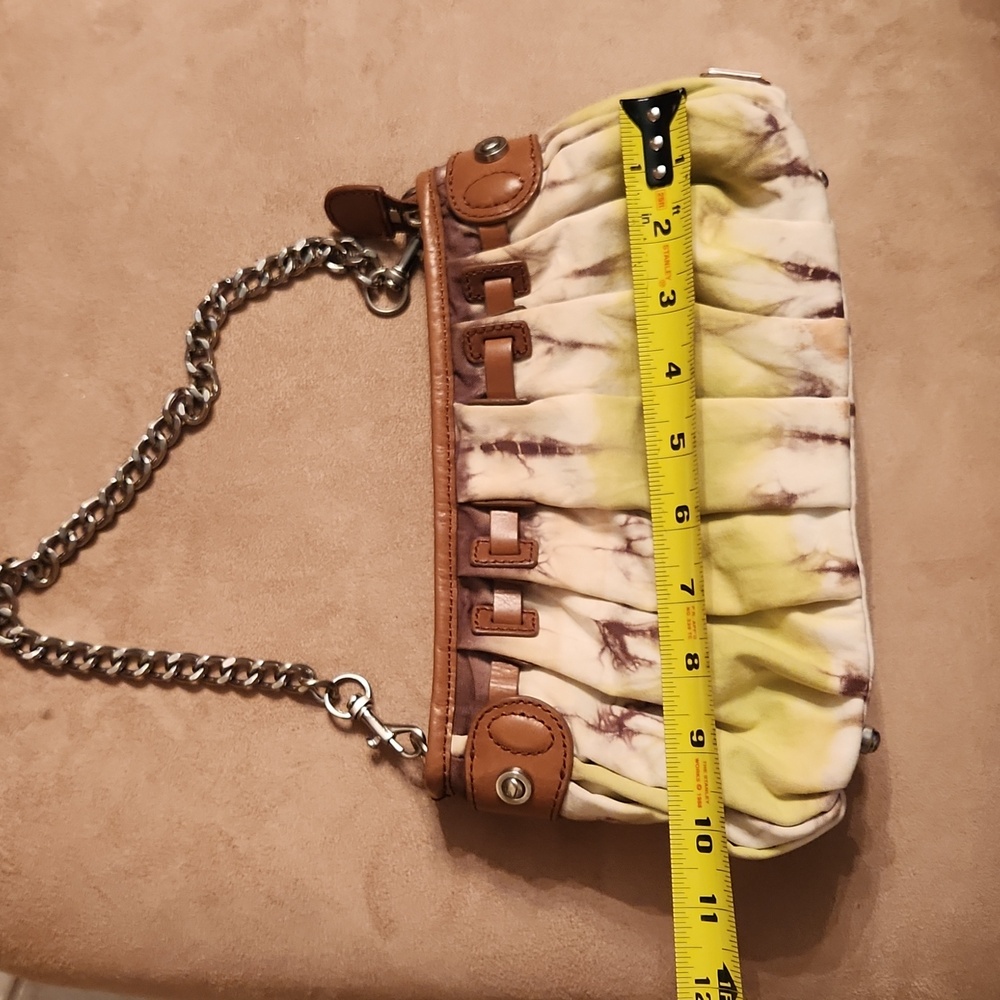 VINTAGE Elienne collection privee tie dyed canvas and brown leather small should - Picture 17 of 17